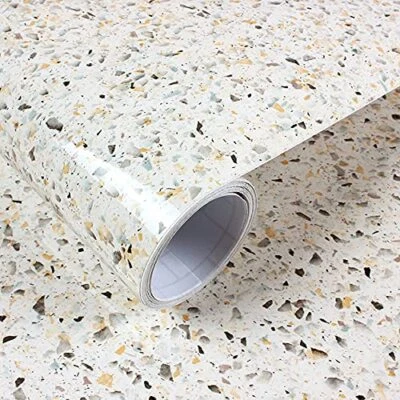 Glossy Granite Paper for Countertops Marble Peel and 15.7"W x 118"L Yellow - Image 1 of 4