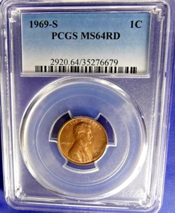 1969-S 1C Lincoln Memorial Cent-PCGS #2920 Klasse MS64RD--379-1 - Bild 1 von 3