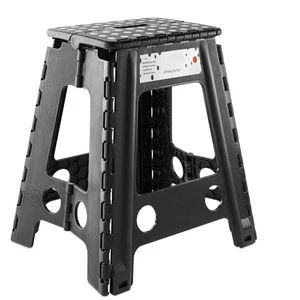 18" Folding Plastic Step Foot Stool with Handle - Black - Picture 1 of 1