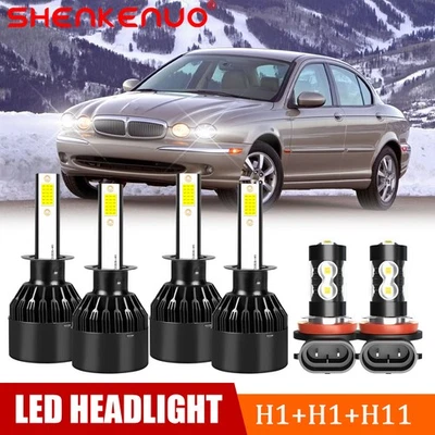 For Jaguar X-Type 2004 2005 2006 2007 2008 LED Headlight Bulbs+Fog Lamp 6000K 6x - Image 1 of 4