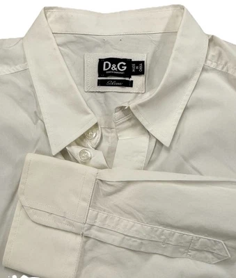 Мужская белая классическая рубашка D&G Dolce Gabbana на пуговицах спереди приталенная хлопок (48) - Изображение 1 из 4