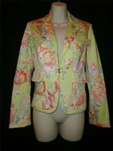 Chaqueta Victorias Secret Talla 4 Multicolor Floral Forrada Cuello en V Bolsillos Elastizados Nueva - Imagen 1 de 6