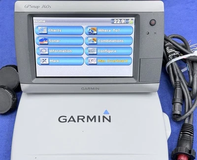 Garmin GPSmap 740s GPS Chartplotter Sonar Multifunction Display W/ Cover, Cable - Image 1 of 4
