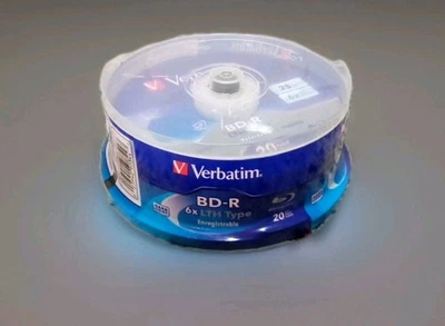 Verbatim BD-R 25GB 6X Blu-ray Recordable Discs - 20 Pack NEW - Image 1 of 3
