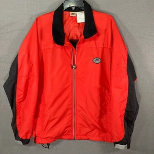 Nike FIT Jacket Mens L Red Black Full Zip Reflective Lightweight Coat VTG - Picture 1 of 12