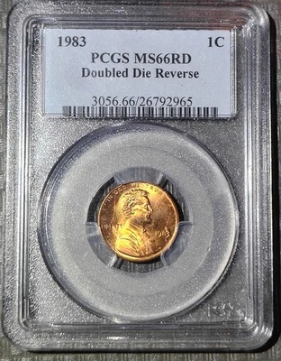 1983 P Doubled Die Reverse DDR Lincoln Cent Red MS66RD  PCGS - Image 1 of 2
