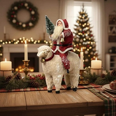 Фигурка Санта-Клауса Ragon House Christmas 8 дюймов с кисточкой из овец и бутылок - Изображение 1 из 4