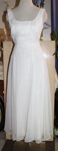 Alfred Angelo white chiffom lace formal bridesmaids evening tea dress  m? - Picture 1 of 4