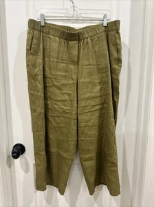 J.Jill Linen Blend Cropped Wide Leg Pants XL Green EUC - Picture 1 of 6