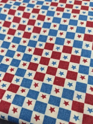 Tela de coser de algodón de 8 yardas material rojo blanco azul estrellas americana a cuadros Foto 1 de 4