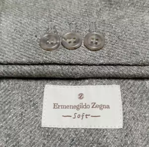 Vintage Ermenegildo Zegna soft 100% Silk bespoke classic casual gray blazer 46R - Picture 1 of 10