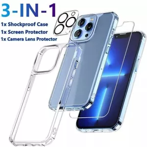 For iPhone 14 13 12 11 Pro Max X XR Shockproof Case Screen Protector Camera Lens - Picture 1 of 8