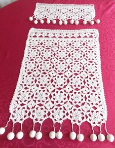 RIDEAU et BRISE BISE  CROCHET ARTISANAT FRANCAIS S RAISONNIER  AUBEPINE - Picture 1 of 7