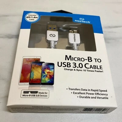 Naztech Micro Charger & Sync USB Cable 6ft/1.8m high speed Data transfer - Image 1 of 2
