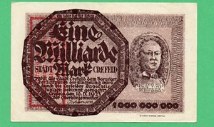Germany Crefeld Banknotes 1.000.000.000 Mark Paper Money 1923 Circulated 367232 - Picture 1 of 2