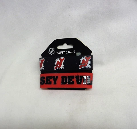 NHL New Jersey Devils 2 Pack Bracelet Wrist Bands Set Rubber PVC Type FREESHIP Cover