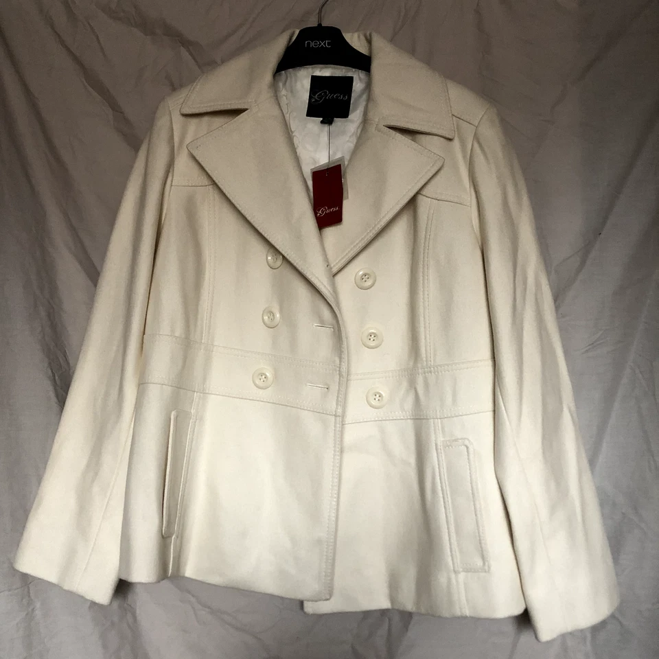 NEW Guess Wool Jacket, Milky White, L, Pit to Pit 20", Top to Bottom 28" - Image 1 of 4