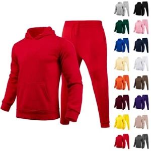 Mens Active Tracksuit Set Long Sleeve Sweatsuit Men Hooded Winter Athletic - Picture 1 of 28