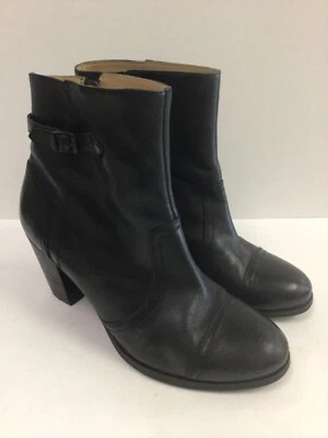 Botas de tornozelo femininas Sebago Ashton couro preto com zíper salto bloco 9,5 m - Imagem 1 de 4