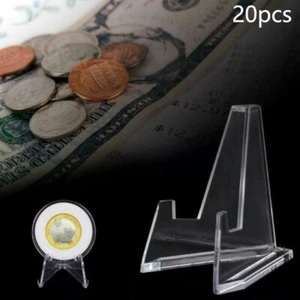 20x Soporte de exhibición de monedas de plástico transparente redondo cuadrado estuche cápsula soporte caballete nuevo - Imagen 1 de 7
