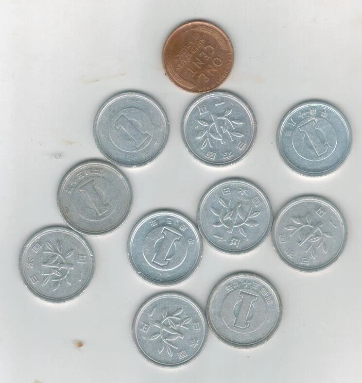 (10)  coin lot Japan coins 1 YEN COINs BAMBOO BRANCH j1 - Image 1 of 1