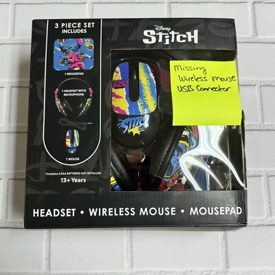 Disney Stitch Headset with Microphone and Mouse Pad Tech Bundle *Missing USB* - Image 1 of 4