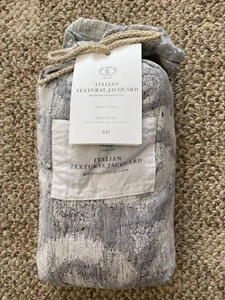 Restoration Hardware Italian Textural Jacquard King Sham Graphite Cotton Linen - Picture 1 of 3