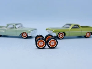R303 OFFER! Matchbox 1:64 Real Riders# 5 Spoke Offroad 10mm Orange Rubber Wheels - Picture 1 of 8