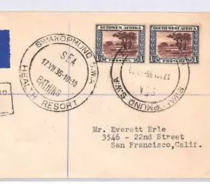 SOUTH WEST AFRICA Cover *SWAKOPMUND HEALTH RESORT* CDS Registered 1936 USA YO255 - Picture 1 of 14