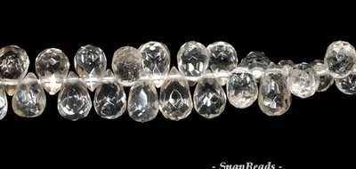 10X7-9X6MM ROCK CRYSTAL GEMSTONE AA FACETED BRIOLETTE TEARDROP LOOSE BEADS 7inch Foto 1 de 4