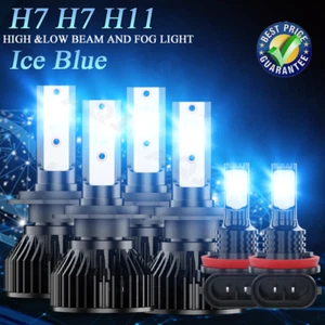 For BMW X5 2007-2013 LED Headlight Hi/Low Beam Fog Light Bulbs Ice Blue Combo - Picture 1 of 19