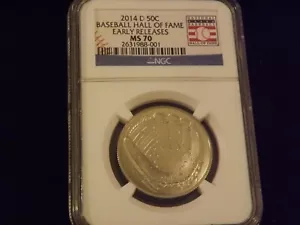 2014-D 50 C Early Releases Baseball Hall Of Fame NGC MS 70 - Picture 1 of 2