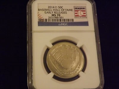 2014-D    50 C  Early Releases   Baseball Hall Of Fame   NGC MS 70 - Image 1 of 2