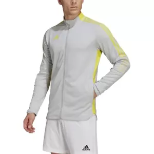 Adidas Men s Tiro 21 Jacket Light Grey/Bright Yellow HK7601 - Foto 1 di 3