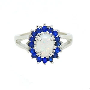 Reese Statement Engagement Ring Fire Opal Blue Cu Womens Ginger Lyne Collection - Picture 1 of 5