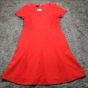 Talbots Petites Womens A-Line Dress Size 12P Red Fitted Pocket Short Sleeve NWT - Picture 1 of 12