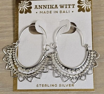 PENDIENTES ANNIKA WITT 925 GRABADOS PLATA ESTERLINA ARO PALANCA NUEVOS CON ETIQUETAS Foto 1 de 4