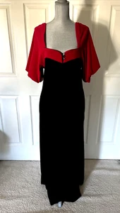 Vtg Tom Bezduda Barad Black & Red Velvet Loungewear Caftan Dress Size S USA - Picture 1 of 7