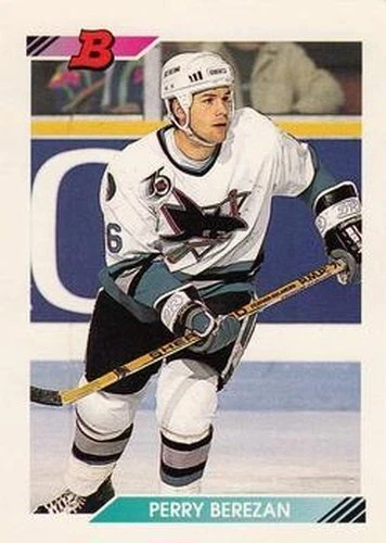#105 Perry Berezan - San Jose Sharks - 1992-93 Bowman Hockey - Image 1 of 1