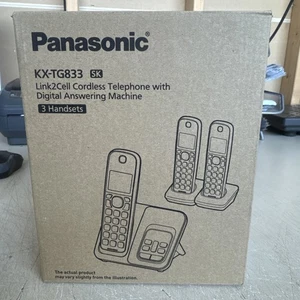 Panasonic KX-TG833SK BLACK Bluetooth Link2Cell Cordless Phone w/ Voice Assist - Picture 1 of 7