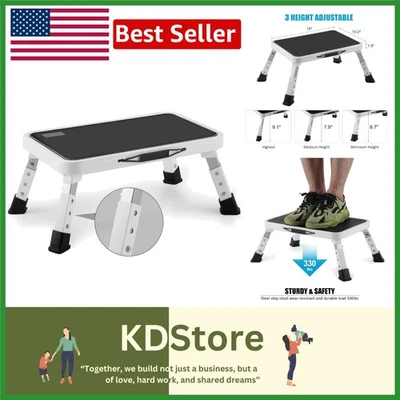 Portable Folding Step Stool - Adjustable, Lightweight with 330 lbs Maximum Load - Image 1 of 4