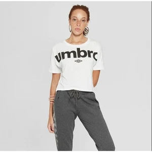 Umbro Women's Crew Neck Short Sleeve White Sports Training Logo T-Shirt Small - Picture 1 of 2
