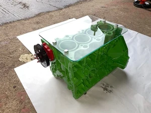 Engine Block Coffee Table MAN CAVE BAR TABLE GLASS LIKE V8 V10 V12 TOP GEAR STYL - Picture 1 of 5