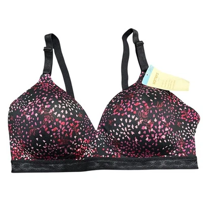 Sujetador Warners All You Need Camiseta Inalámbrica Sujetador Talla 38C Corazones Negros RM 1691T Foto 1 de 4