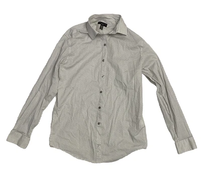 Camisa de vestir Alfani para hombre calce ajustado 15-15 1/2 34/35 negra blanca con botones Foto 1 de 4