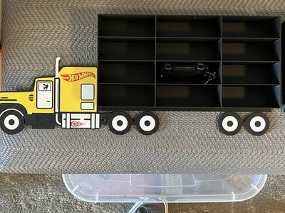 3D Printed Hot Wheels Semi Truck Hauler - Yellow - Wall Mount Shelf Storage - Image 1 of 2