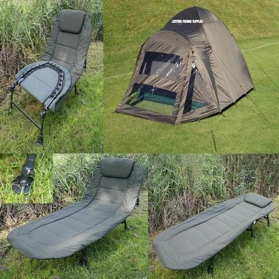 2 Man Double Skin NGT Green Carp Fishing Bivvy Tent + 6 Leg Bed Chair Bedchair - Image 1 of 4