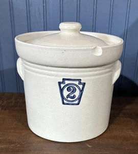 De colección Pfaltzgraff Yorktowne Vainilla y Azul Bote Vaso Keystone #2 Con Tapa - Imagen 1 de 6