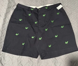 Brooks Brothers 346 Men’s  Navy Shorts W/Green Embroidered Whales Size 40 NWT - Picture 1 of 8