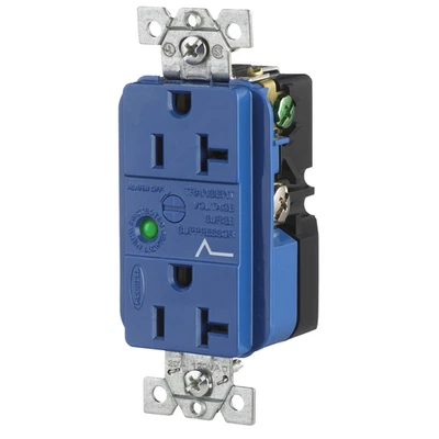 Hubbell HBL5362SA Duplex Receptacle 20A 125V Blue Thermoplastic NEMA 5-20R - Изображение 1 из 4